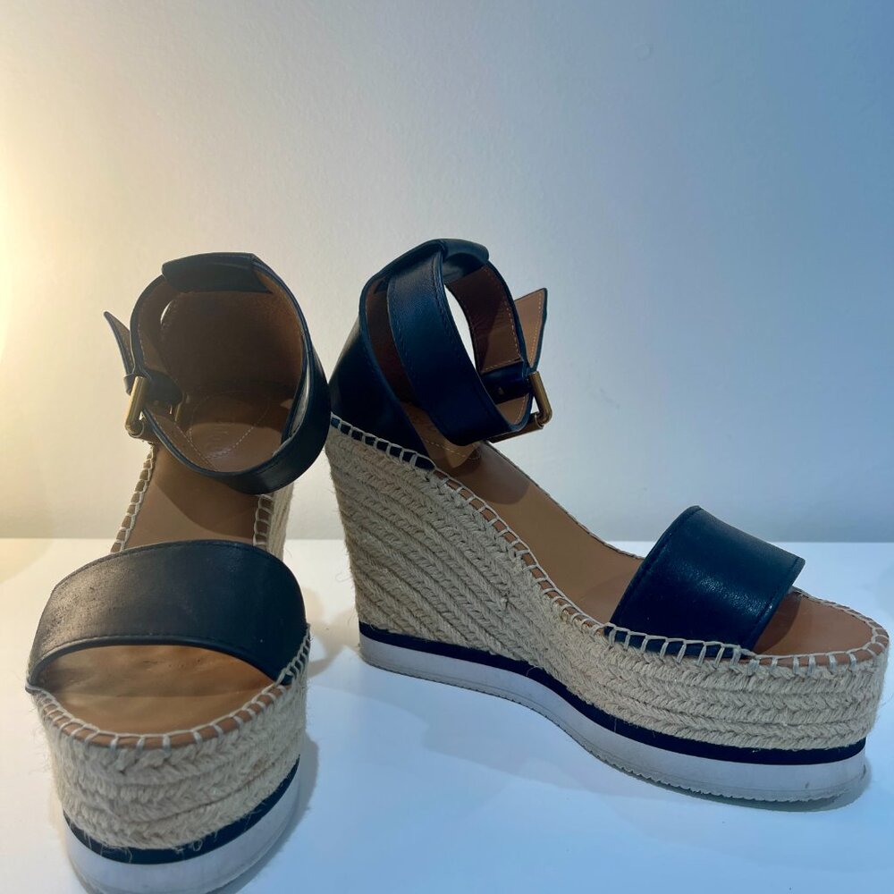 SEE BY CHLOE Glyn Wedge Espadrille Sandal Size EU37/US 7